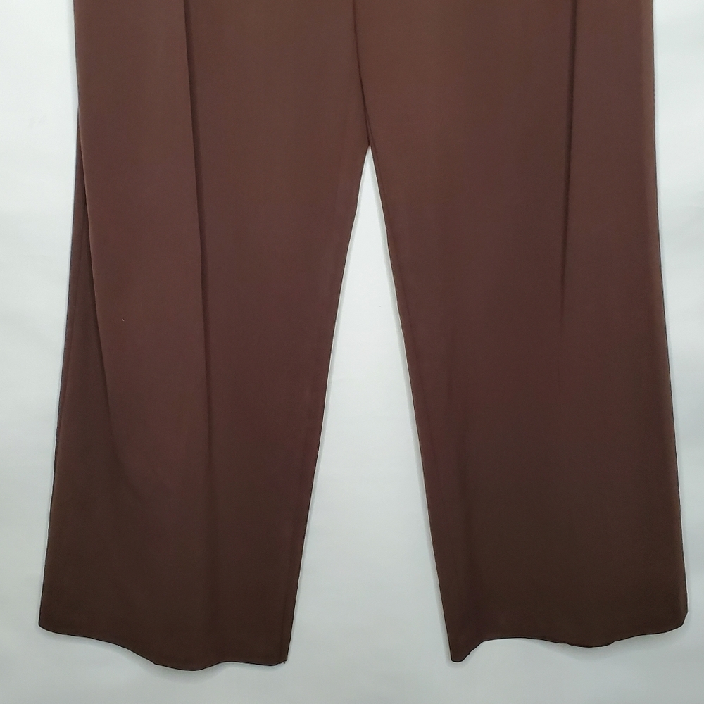 Zara Wide Leg Hi-Rise Pants Size XL Brown Satin Effect Waistband Trousers Casual - Picture 3 of 13